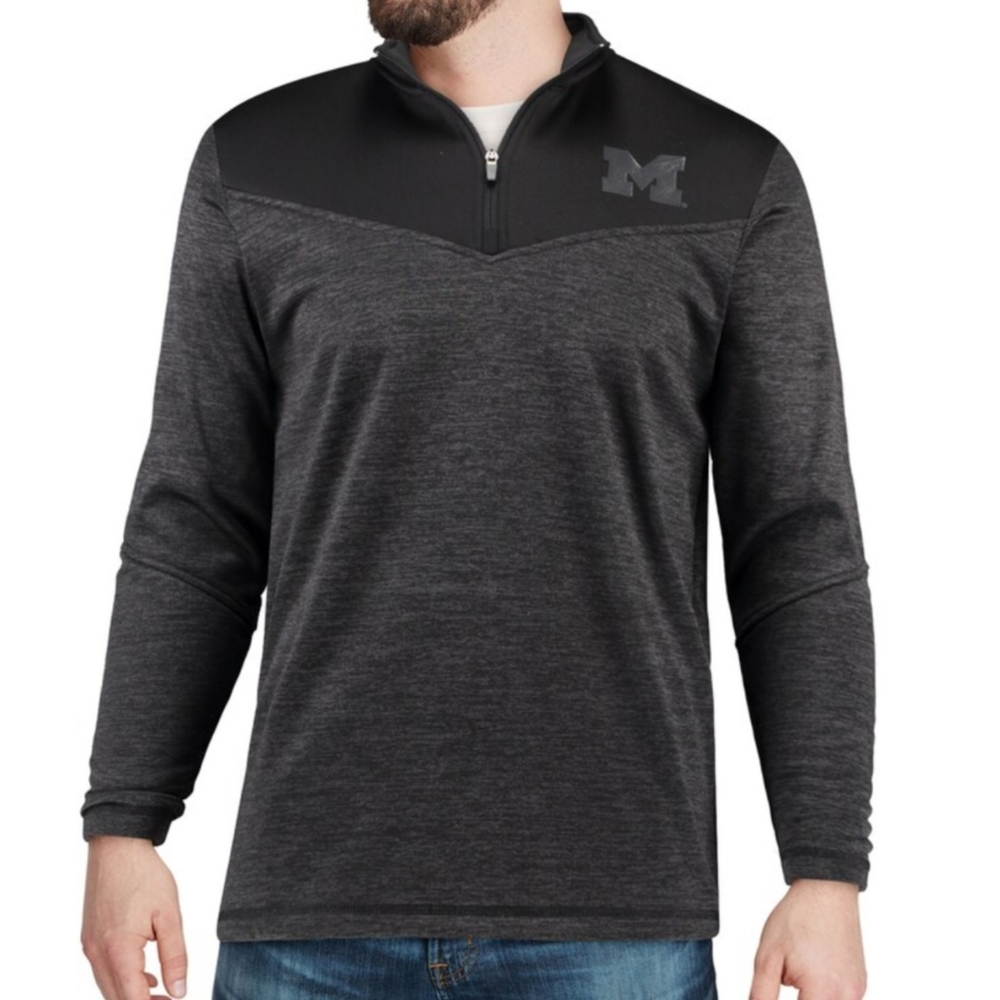Colosseum Men Michigan Wolverines 1/4 Zip Pullover Football Sweater Gray  Sz XXL
